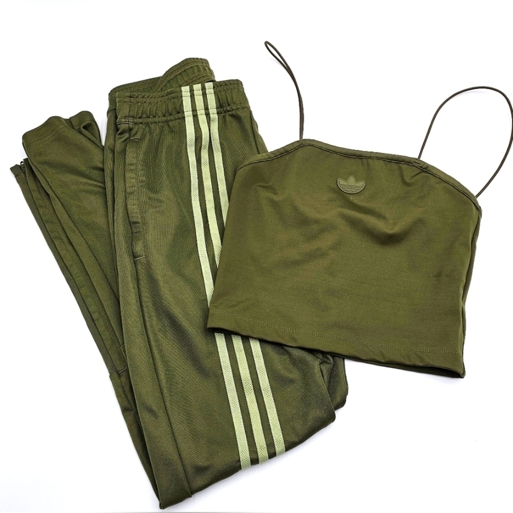 Adidas Originals Womens Size XS Olive AeroReady Pants with Matching Crop Top